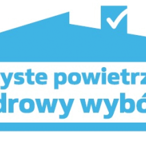 Logo czyste powietrze - niebieski kontur domu