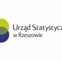 Logo - napis Urząd Statystyczny w Rzeszowie, po lewej stronie ułożone w pionie dwa koła: na górze zielone pod spodem niebieskie.